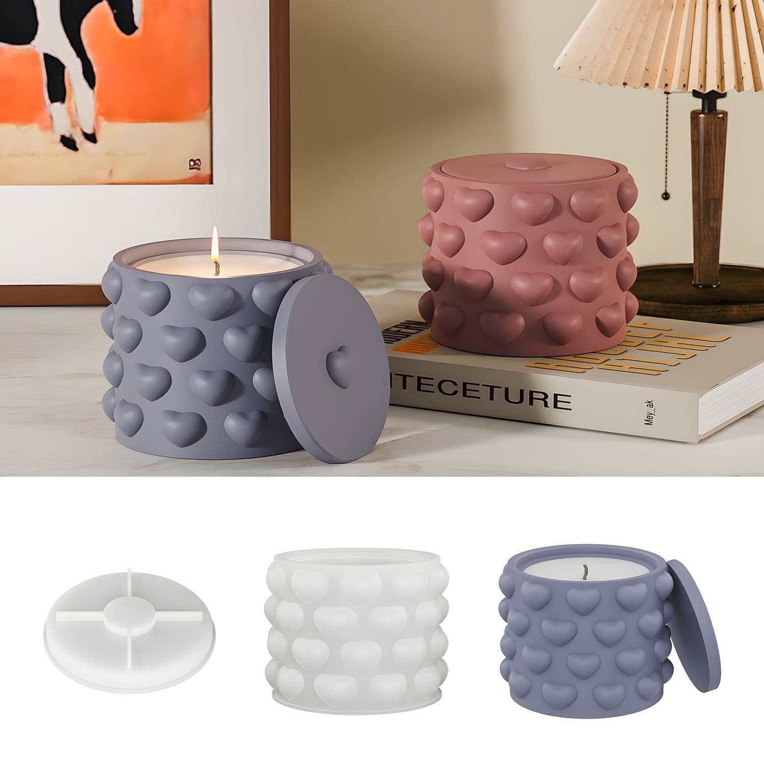 DIY Love Heart Storage Cup Epoxy Resin Mold for Furniture Decor, Plaster Ornament, Silicone Mold