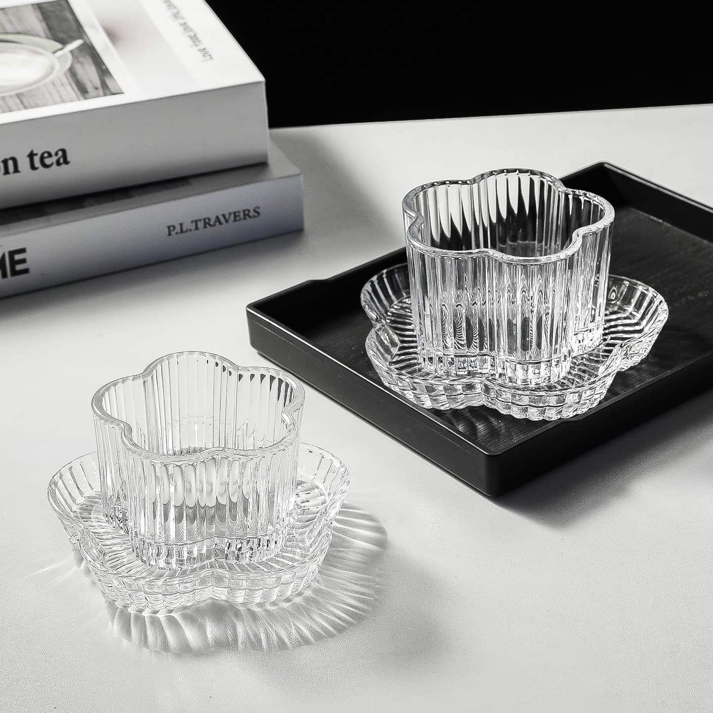 Ins-style Striped Pattern Glass Bowl and Dish Set Premium Dessert Bowl Fruit Yogurt Bowl Ice Cream Bowl Sugar Water Bowl