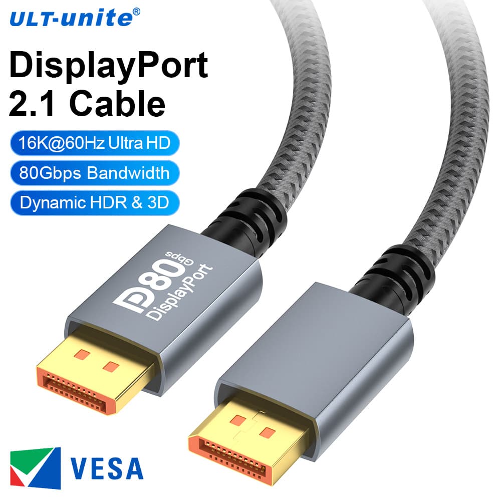 VESA Certified DisplayPort 2.1 Cable 80Gbps 2m 16K 60Hz