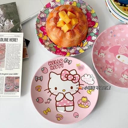 6-inch plate dish plate household small bone spit plate flat plate food grade cute snack plate cake can be put into the dishwasher