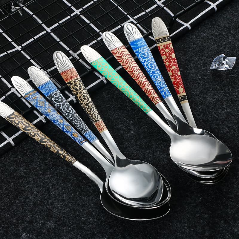 Stainless Steel Creative Trendy Spoon Recommendation, Printed High-End Soup Spoon SPOON Indonesia Philippines 410 Spoon