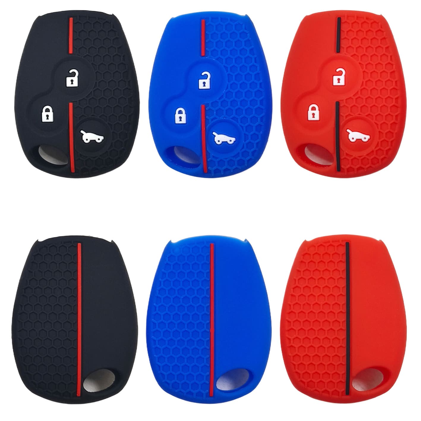 Silicone Key Case Cover for Mercedes Smart Flip Key and Renault Flip Three-Button Key with Honeycomb Texture