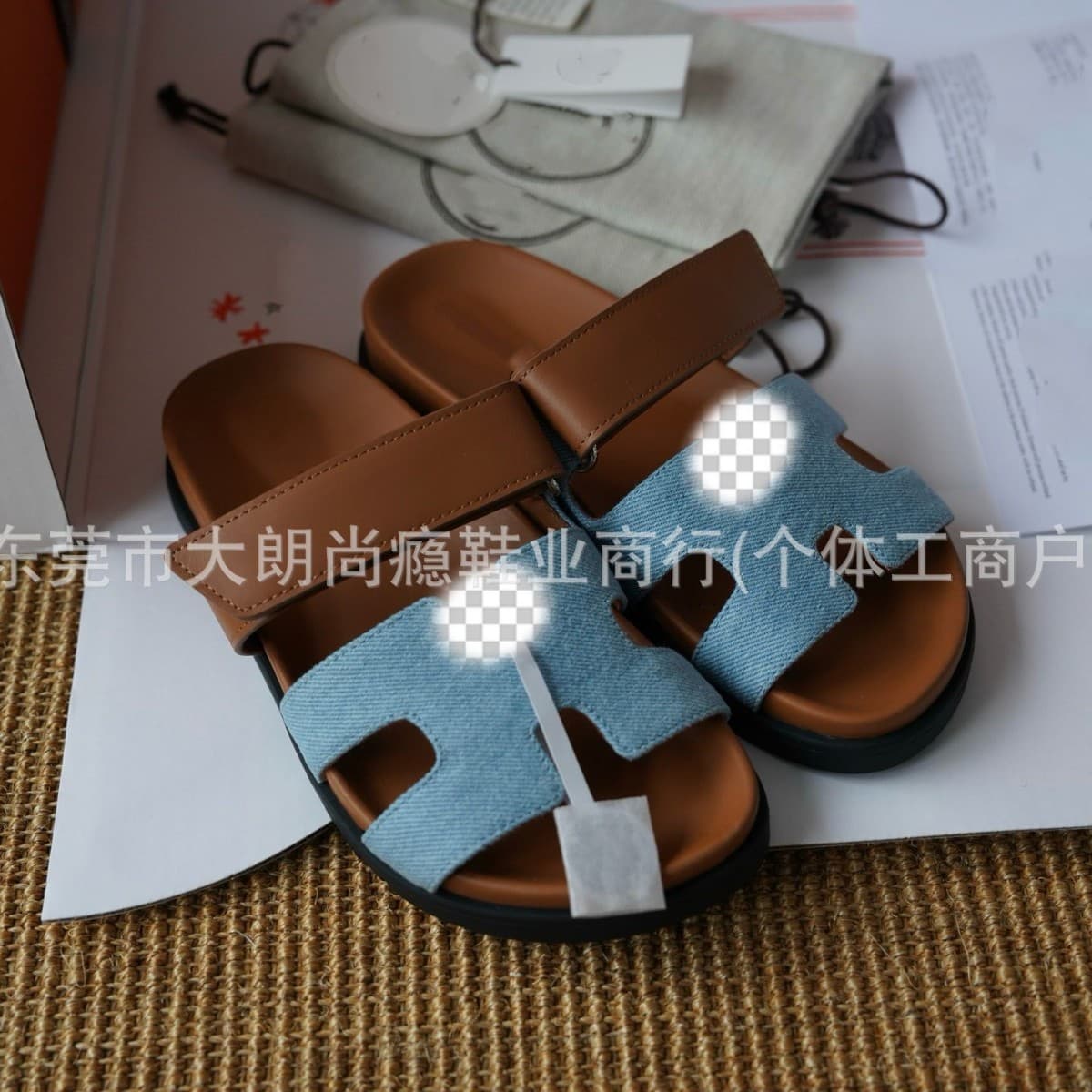 Dongguan Custom High-End Ding H*26 New Summer Women's Flat Heel High Anti-Slip Sandals with Velcro, Genuine Leather Outdoor Slippers