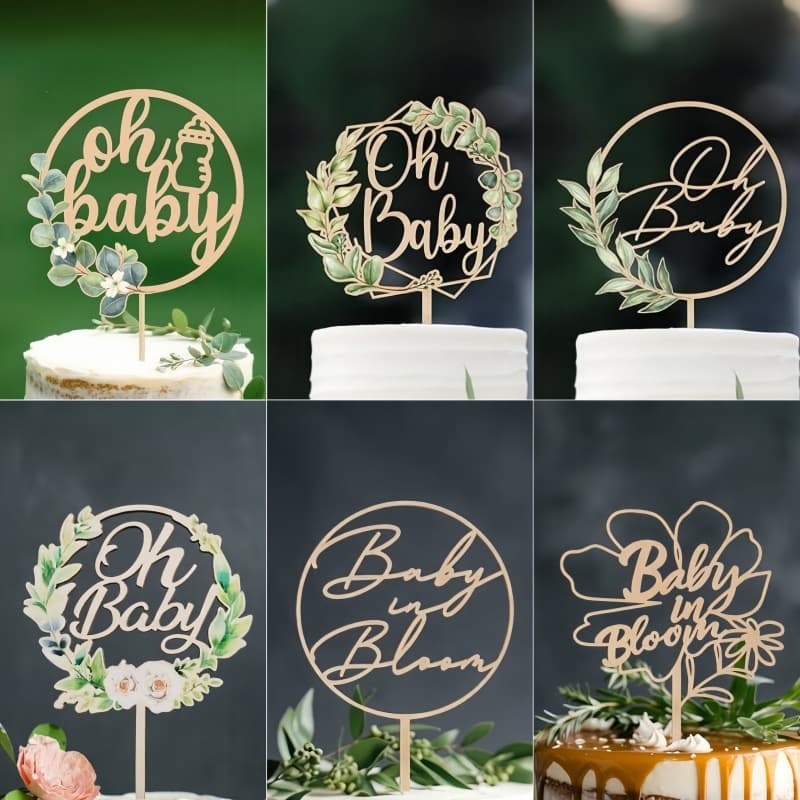 Cross-border ins-style wooden Oh Baby baby shower cake decoration birthday party ornament dessert table decoration
