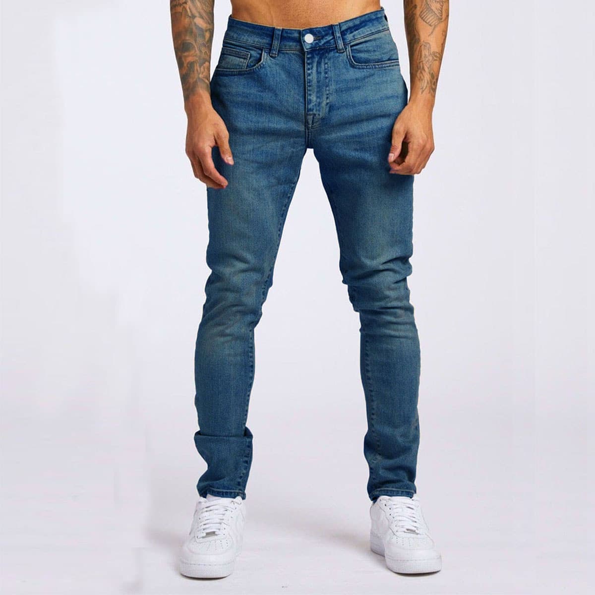 New Slim Fit Men's Jeans Long Pants Cross-border Hot Style High Waist Skinny Pants