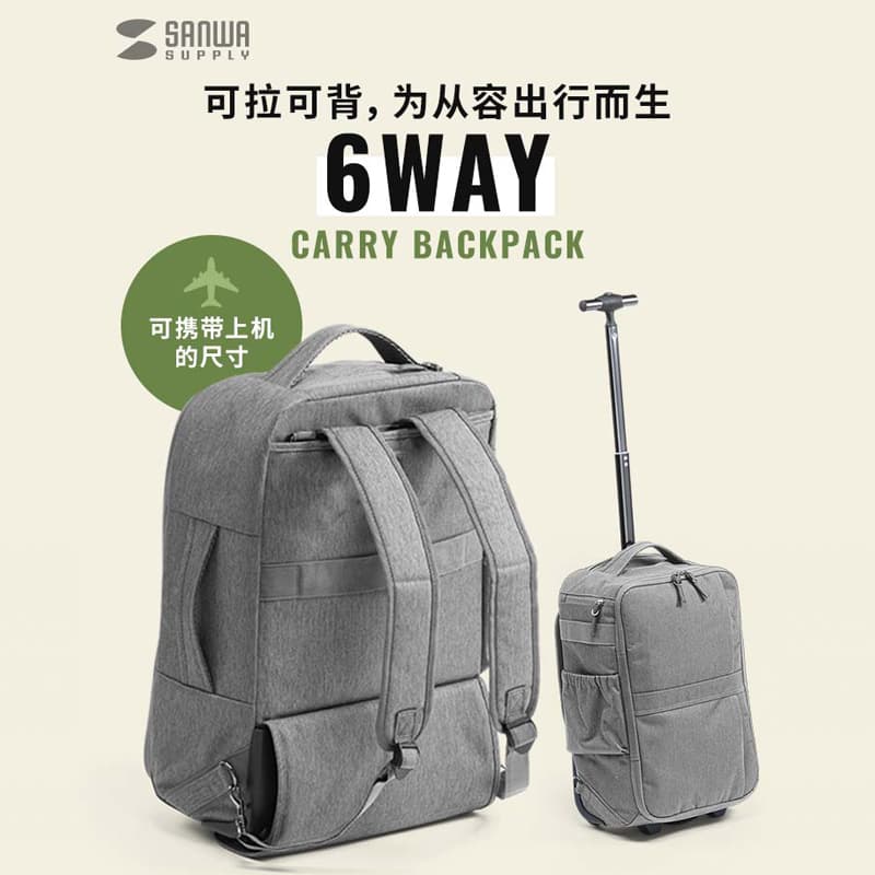 Sanye SANWA suitcase trolley computer bag large capacity backpack 6WAY boarding bag business trip men 17 inches