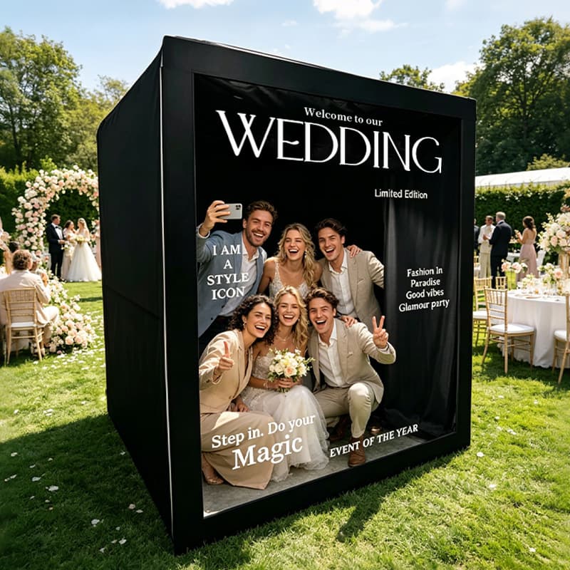 Quick Setup Backdrop Wedding Decoration PVC Photo Booth Activity Party Photography Photo Booth Box 360 Magazine Photo Booth