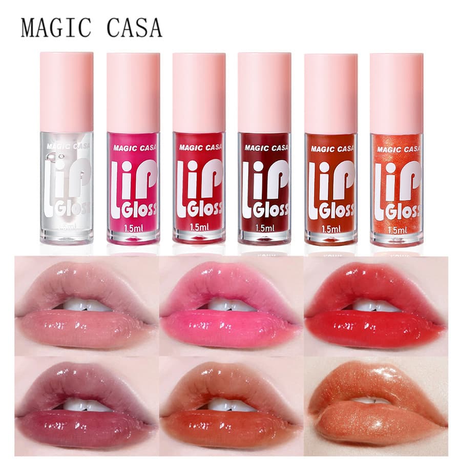 Cross-border popular fat lip glaze 6-piece set mirror moisturizing plump lips long-lasting lip plumping lip oil wholesale