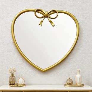Irregular Living Room Trendy Heart Decorative Mirror Creative Wall Hanging Decorative Mirror Heart Bow Mirror