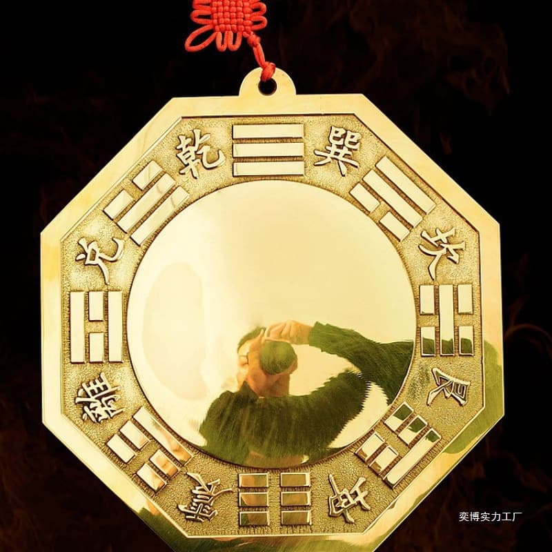Bagua Mirror Convex Mirror Window Pure Copper Tai Chi Yang Nine Palaces Copper Mirror Concave Mirror for Home Use, Entrance, Living Room, Shop Hanging Ornament
