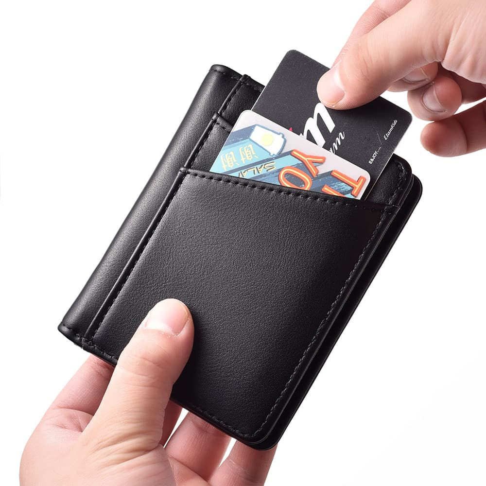 Men's oil wax leather pattern short wallet ultra-thin multi-card slot card holder two-in-one business p wallet ready stock wholesale