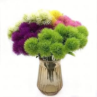 Artificial Green Plant Single Dandelion Cross-border Fake Flower Arrangement Accessory Living Room Dining Table Partition Decoration Wholesale
