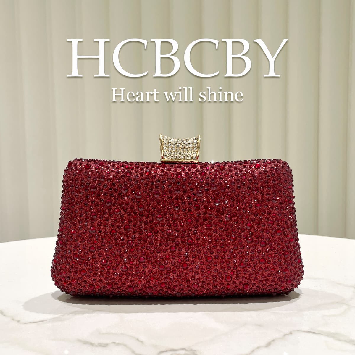 Burgundy Glitter Luxury Rhinestone Embellished Clutch Bag Women's Fashion Elegant Evening Bag