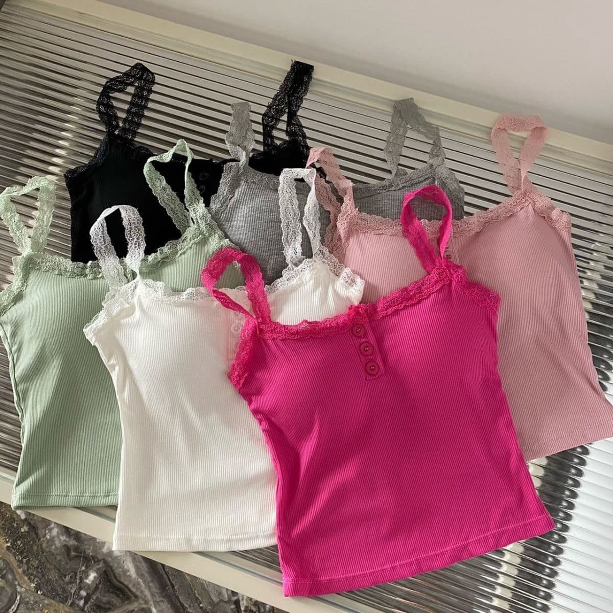 Sexy Lace Backless Camisole Top for Women with Built-in Pads, Button Front, Sleeveless Undershirt for Layering or Wearing Alone