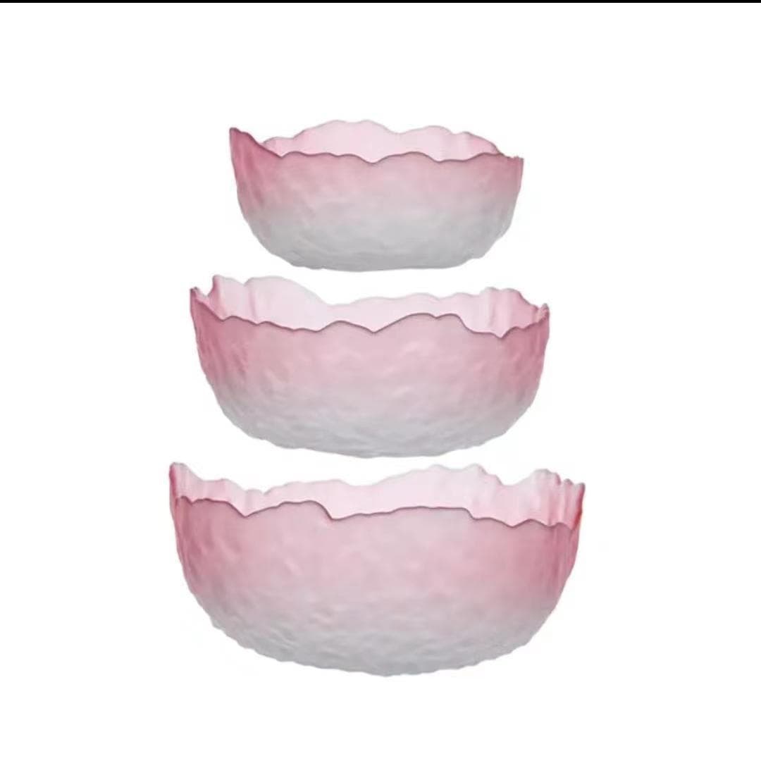 Salad Bowl Soup Bowl Dessert Glass Bowl Jelly Bowl Trendy Fruit Plate Tableware Set for Home and Dorm Instant Noodle Bowl Dish Set