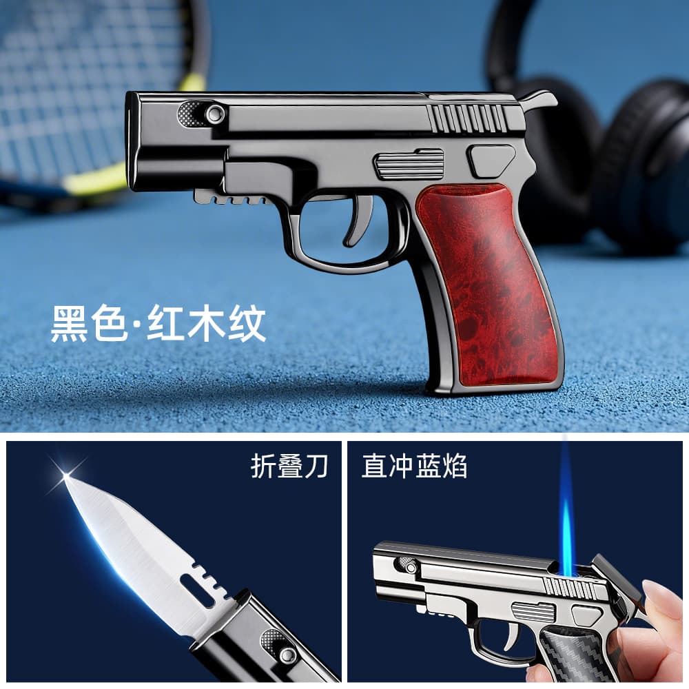 Multi-Function Metal Refillable Lighter Dual-Mode Creative Stress Relief Gift for Men with Folding Knife Outdoor Igniter