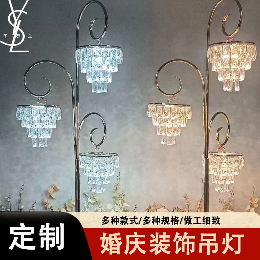 Wedding Customized Crystal Floor Lamp Double Head Three Head Road Lead Decorative Lamp