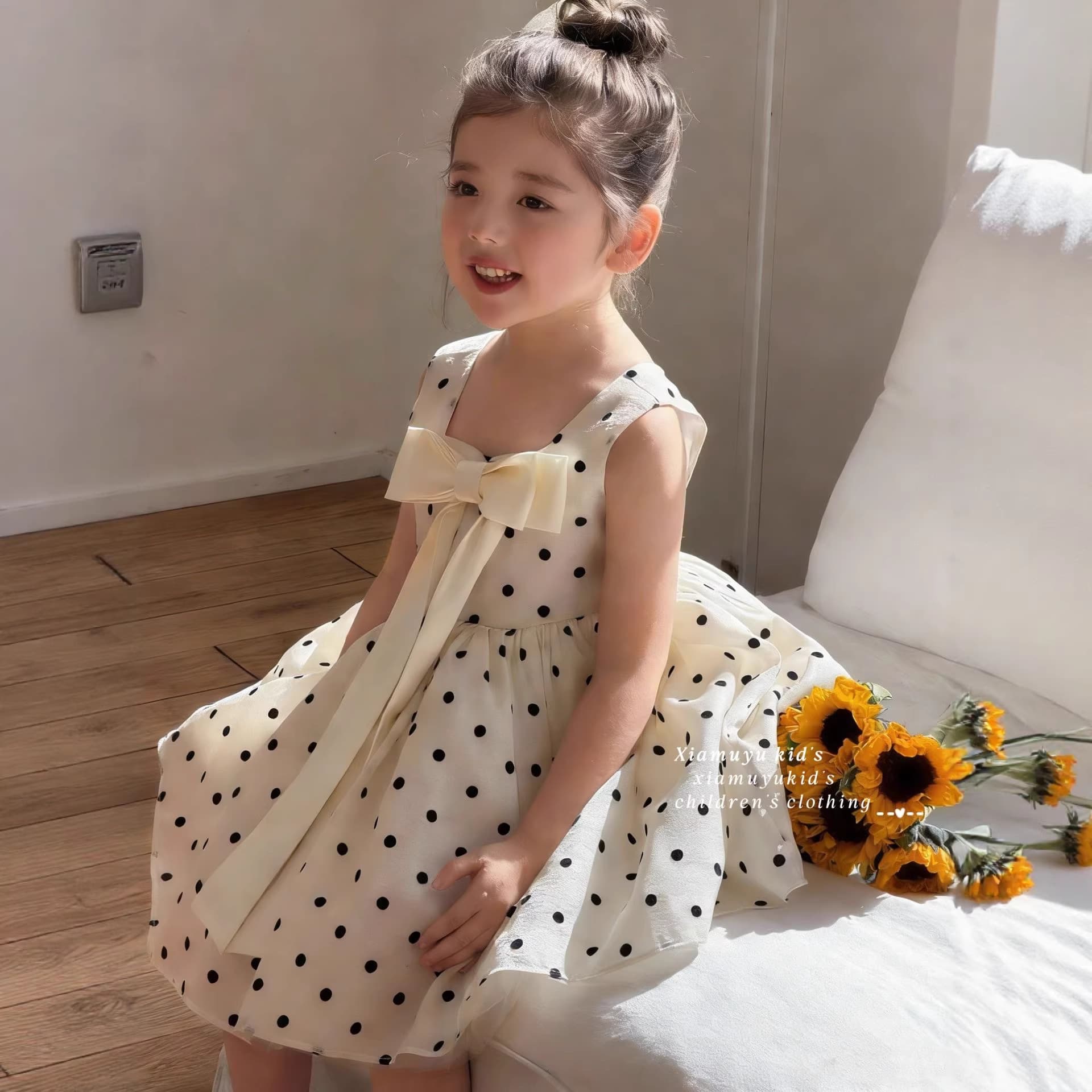 2026 Summer New Girls Sweet Polka Dot Vest Dress Baby Stylish Elegant Dot Princess Dress