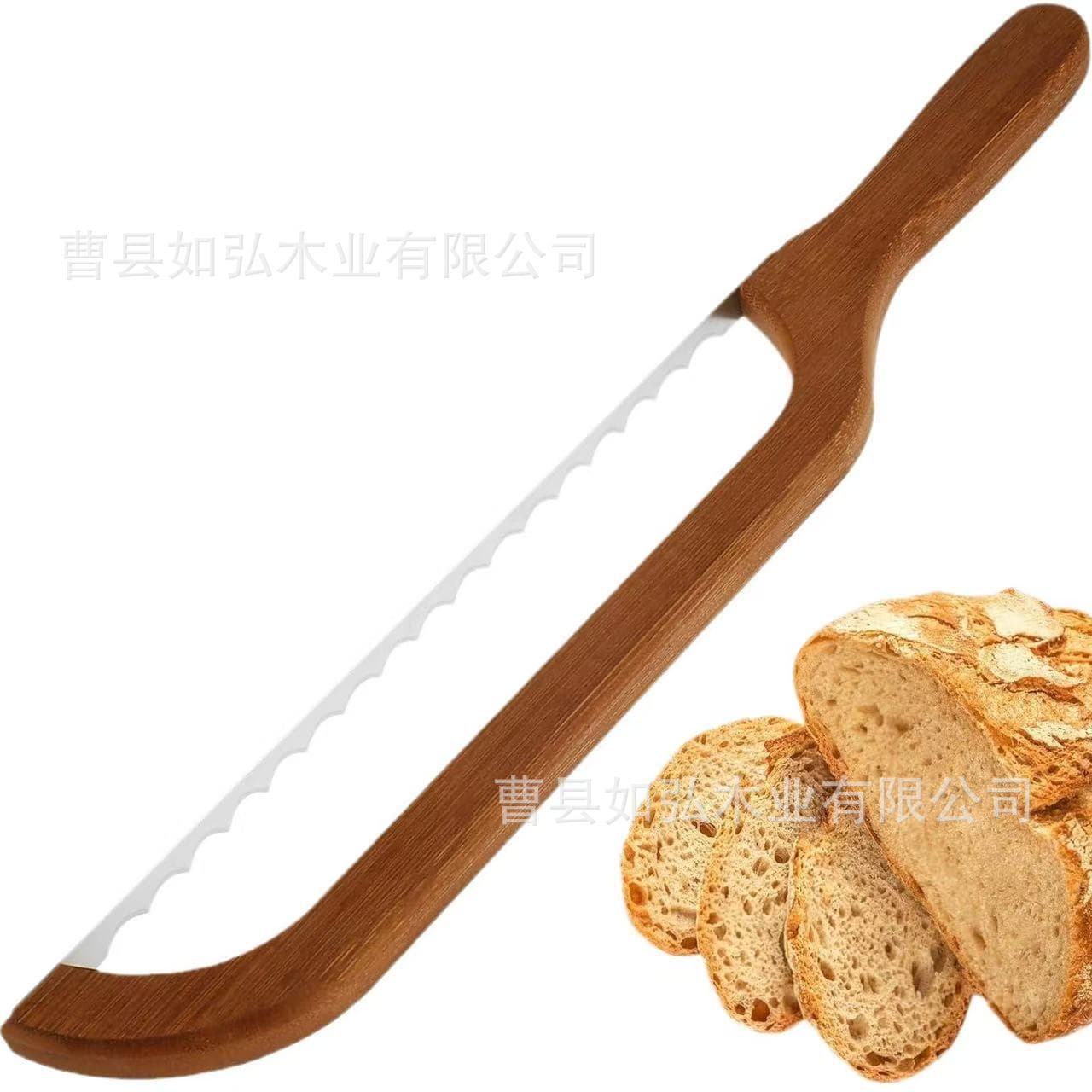 Cross-border Wooden Bread Cutter Serrated Slicing Knife Brown Bread Knife Solid Wood Simple Bread Cutting Tool