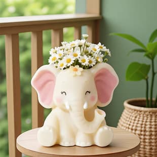 Printed Elephant Baby Cement Aromatherapy Plaster Cup Mold DIY Resin Storage Cup Flower Pot Decoration Silicone Mold
