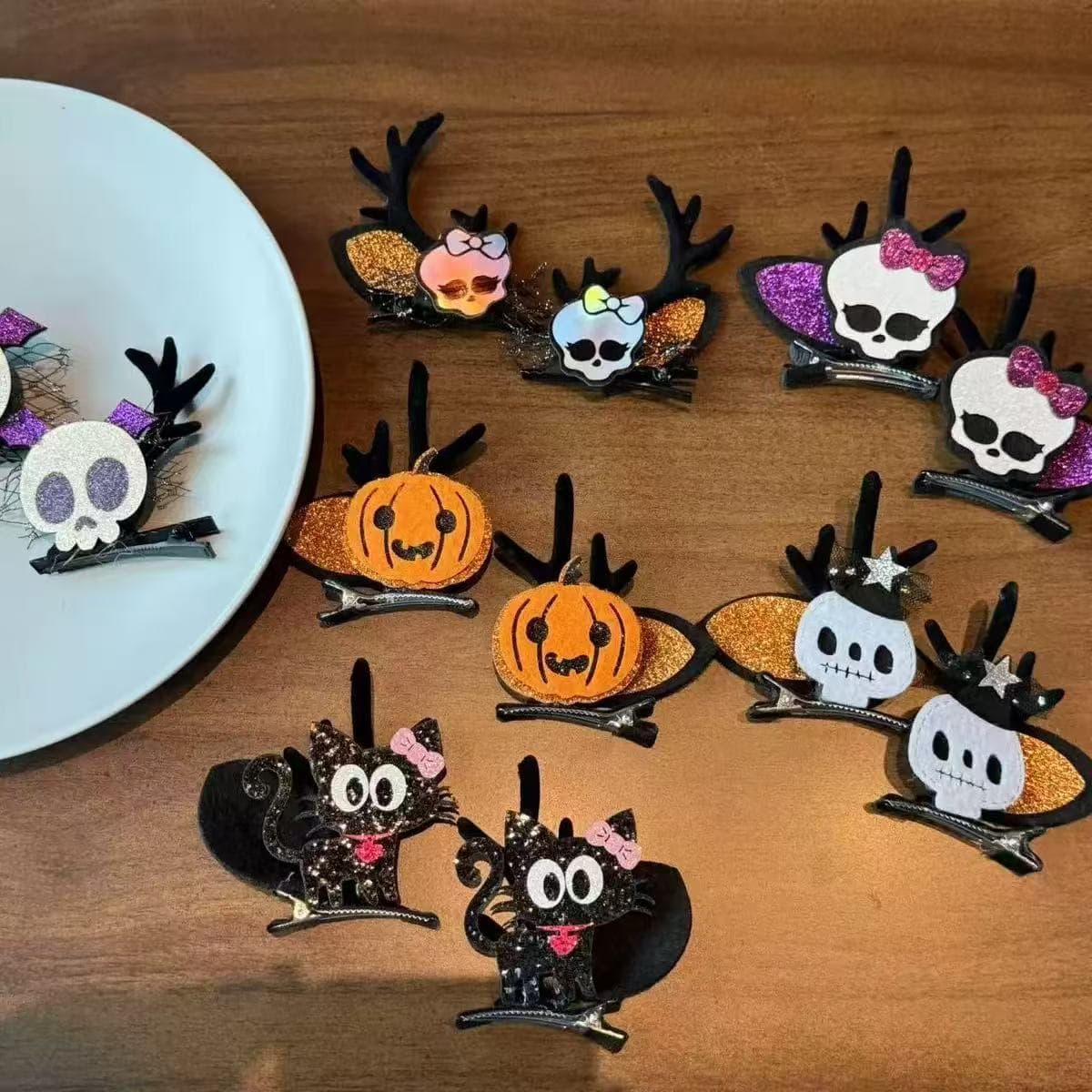 Halloween hair accessory pumpkin hairpin women's stage performance prop bat spider skull headwear witch hair clip prop