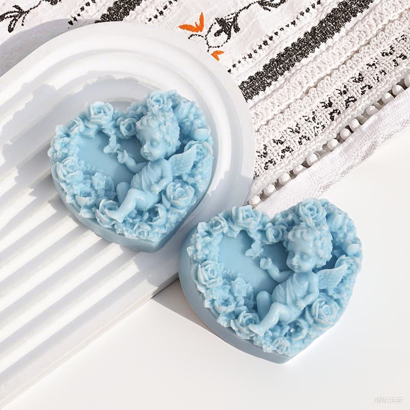 Xinqi Heart Cupid Angel Scented Candle Silicone Mold DIY Plaster Ornament Cake Mold