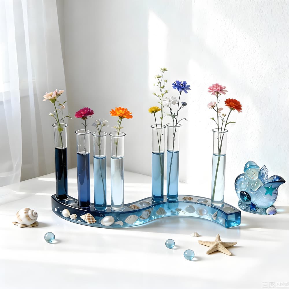 Flower Stand Resin Mold DIY Hydroponic Planter Multi-Hole Ring S-Shaped Desktop Vase Decorative Ornament