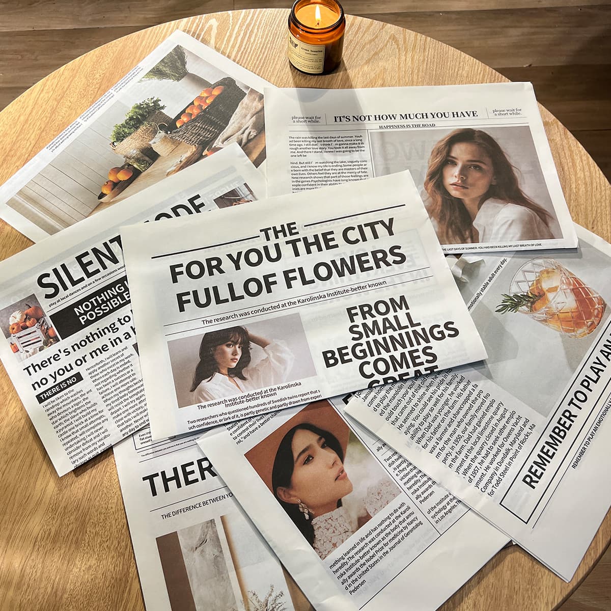 English newspaper street shooting hand holding decorative simple background paper room decoration props for taking pictures modern simple ins style