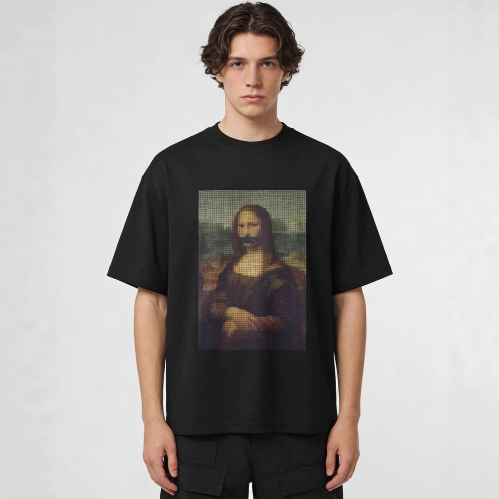 BLACKEDEN Mona Tape Original Guochao American Graffiti Print Short-Sleeve T-Shirt Unisex Couple Top Summer