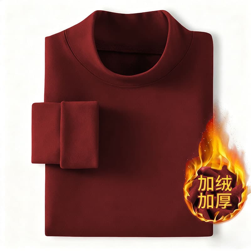Thermal Underwear Double-Sided Skin-Friendly Fleece Lined Thickened Mid-Neck Cold-Proof Warm Winter Essential Long Sleeve Base Layer Men
