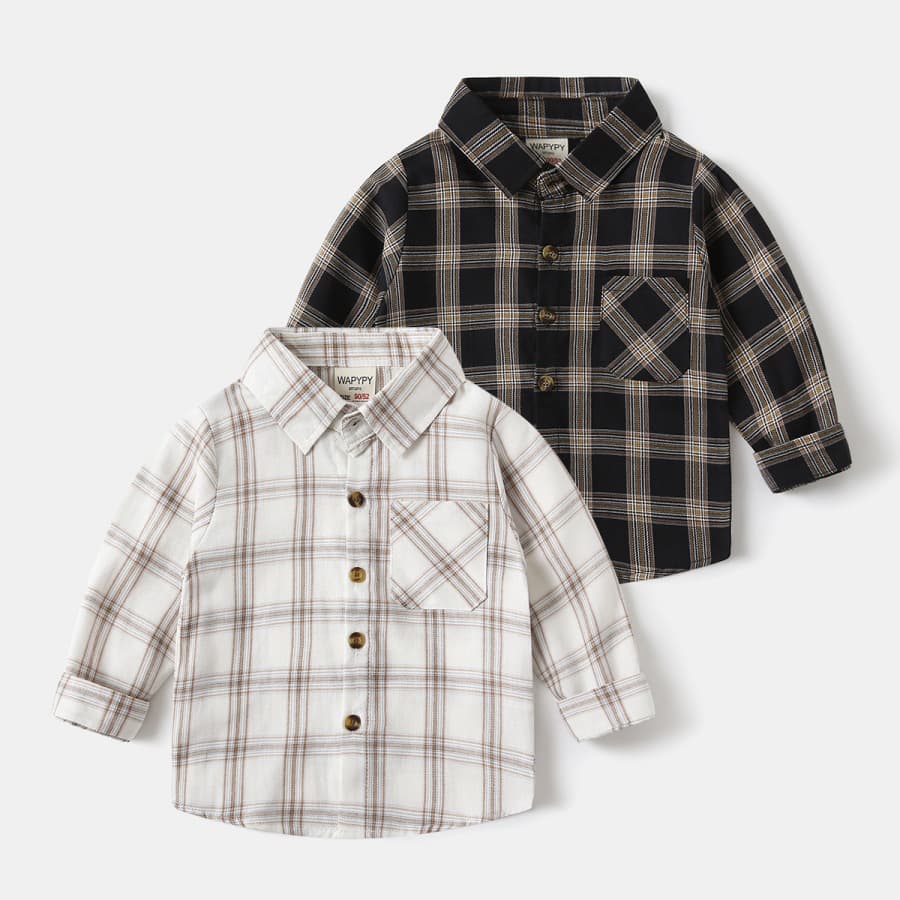Boys Long Sleeve Shirt 2026 New Children's Breathable Lightweight Long Sleeve Plaid Shirt Inner Layer Shirt Drop Shipping