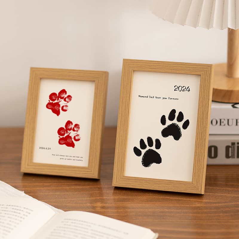 Pet Baby Hand and Footprint Frame Empty Core Baby Stamp DIY Painting Frame Rectangle Modern Simple Style Living Room Decor