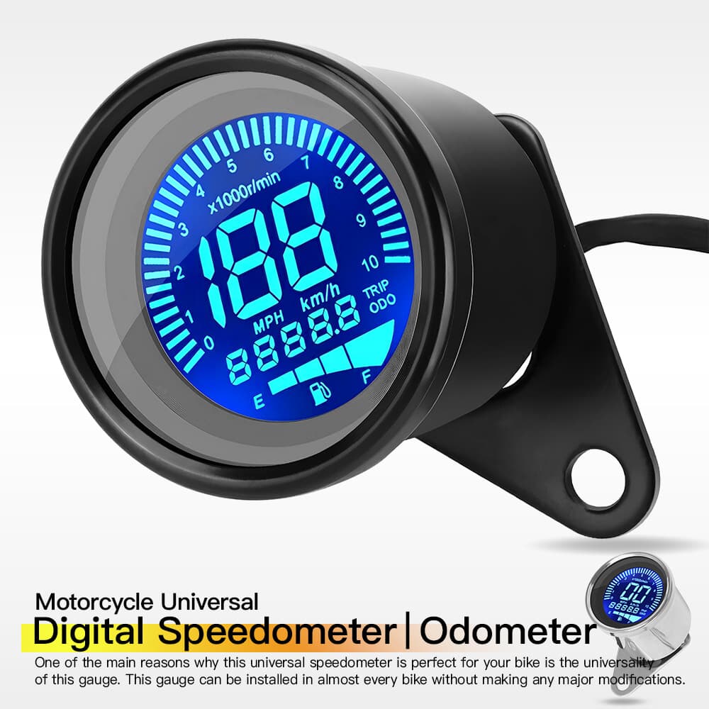 Vintage Motorcycle Modification Accessories Integrated RPM Speed Fuel Level Gauge LED LCD Digital Display