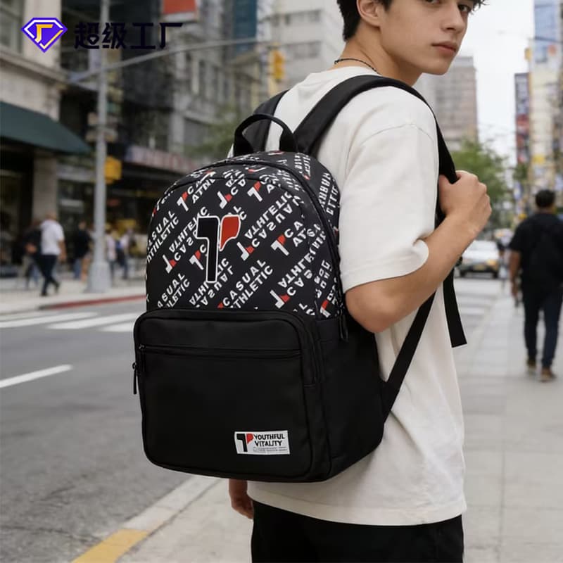 New Black and Red Large Capacity Casual Backpack College Student Trendy Fashion Backpack Outdoor Travel School Bag
