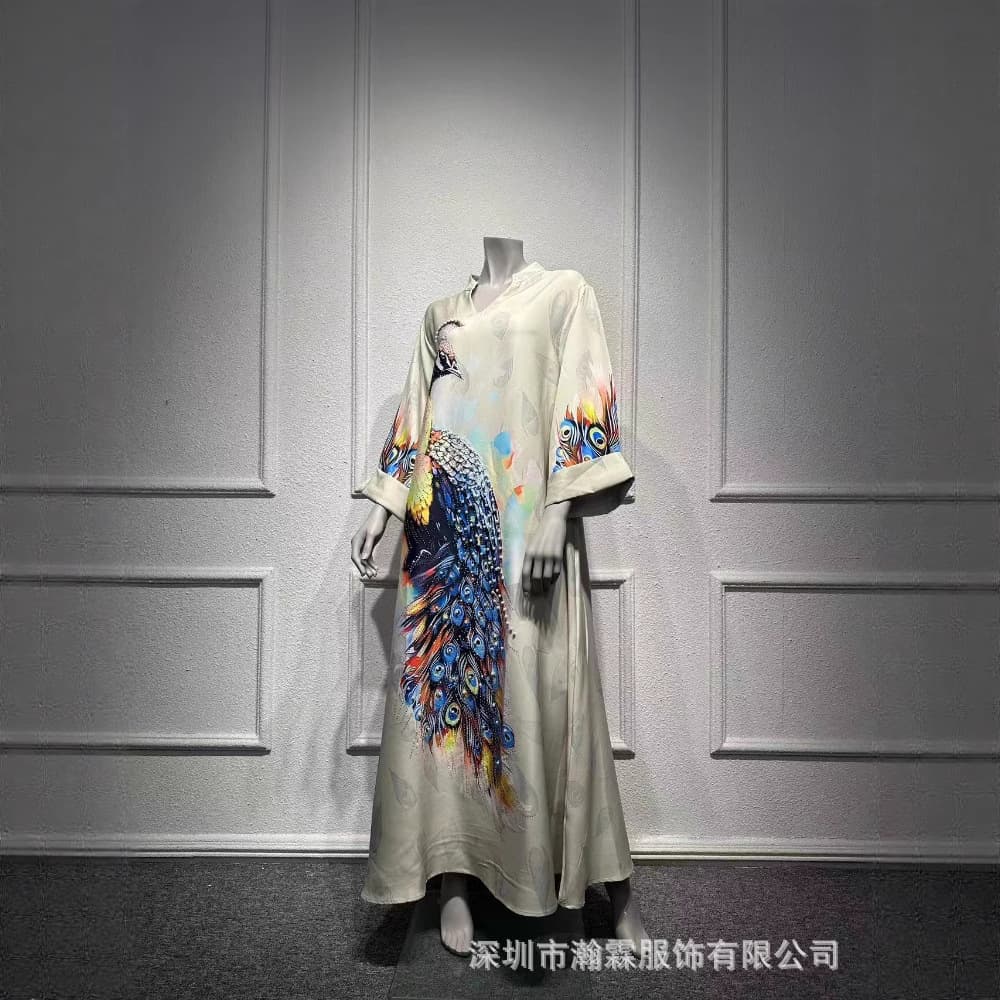 SM001 Cross-Border Jalabiya Women's Turkish Dress with Rhinestone Evening Gown