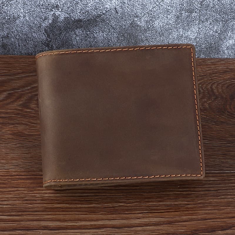 Men's Wallet Top Layer Cowhide Wider Business Style Short Money Clip Durable Leather Goods for Daily Use