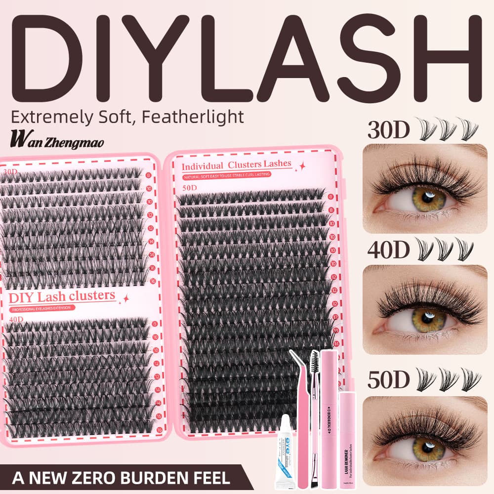 Cross-border Europe/US Lash Book Mixed Style False Lashes 720 Clusters Large Capacity Black Band Segmented Self-Lash Extension Kit
