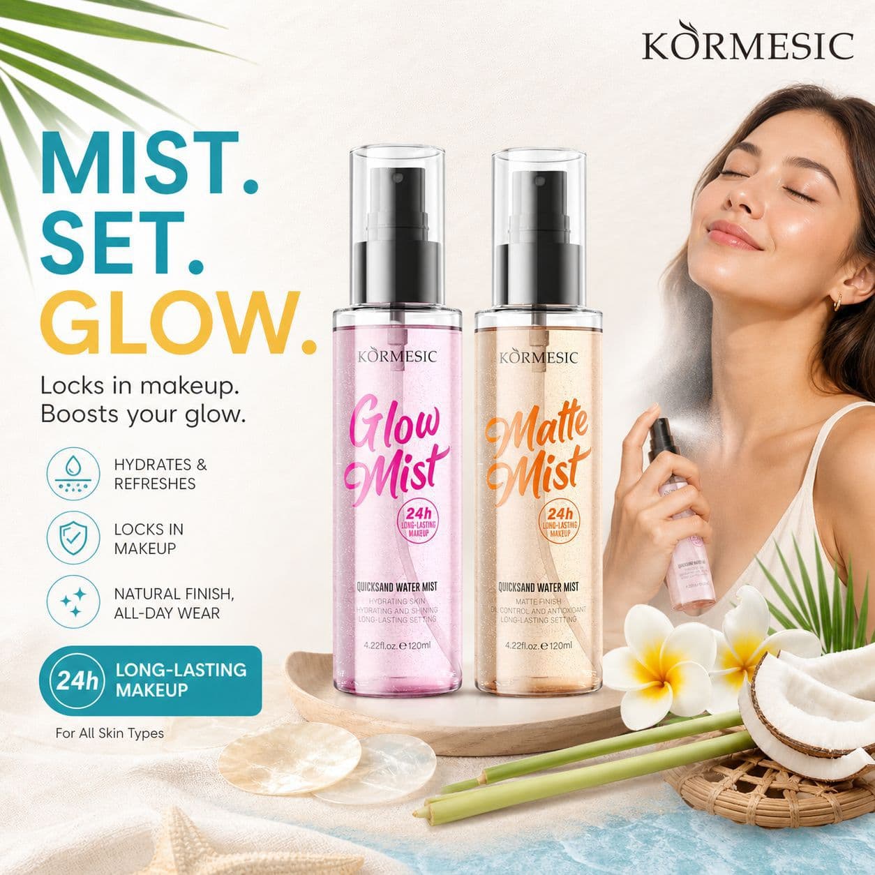 KORMESIC All-English Matte/Dewy Sand Setting Spray Series Set Up Spray Cross-border Wholesale
