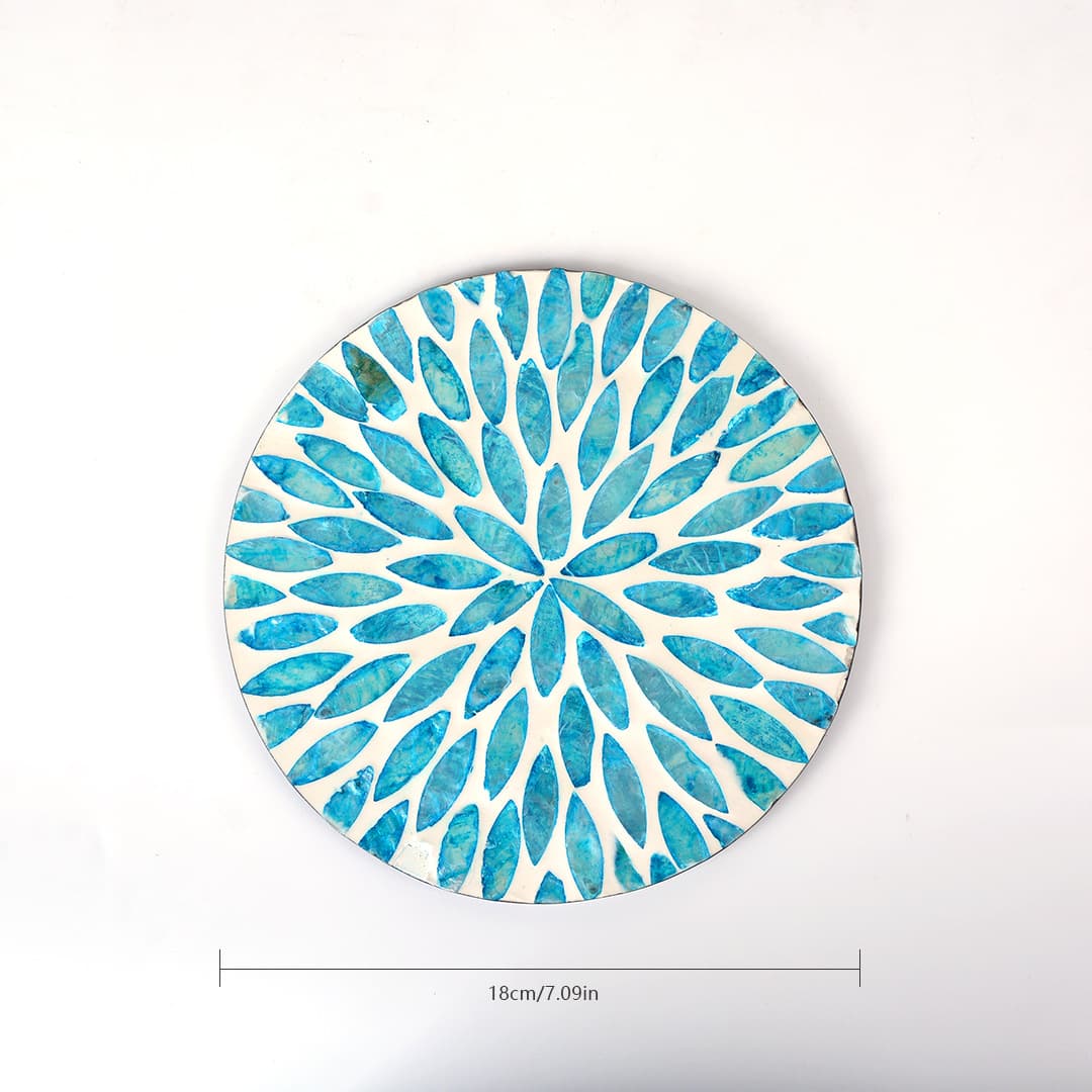 Luxury Creative Shell Placemat Heat-Resistant Round Coaster for Dining Table, Home Tray Inlaid with Premium Shells