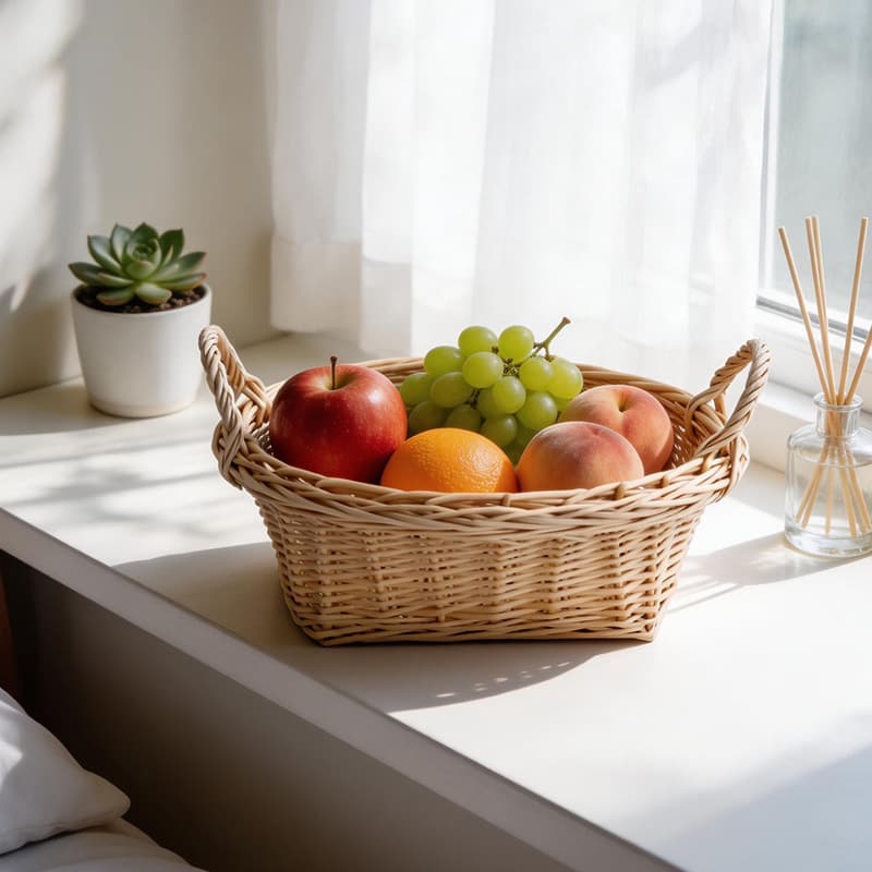 Willow storage basket bread and steamed bread basket hand-woven household storage basket desktop sundries snacks fruit storage basket