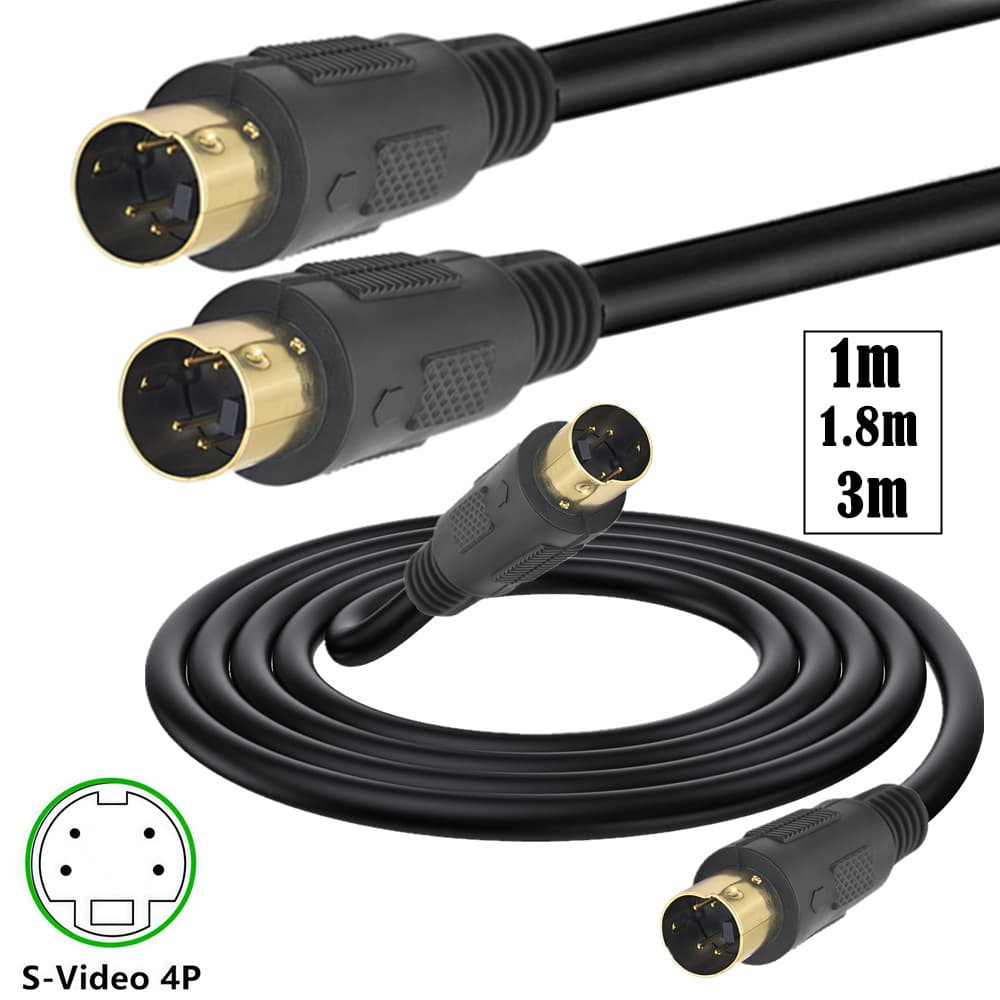 S-Video Cable 4-Pin Video Cable TV AV Connection Cable S-Video Terminal Cable MD4P Male-to-Male Connection Cable