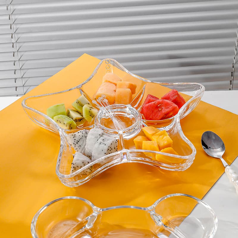 Reception Candy Plate Household Living Room Snacks Dried Fruit Platter Snacks Glass Fruit Plate Dished Plate