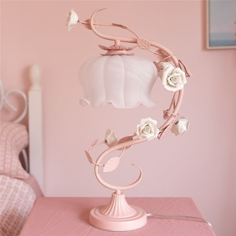 [5636 People Collected] Retro Romantic European Table Lamp Bedroom Ins Princess Rose Flower Girly Girl