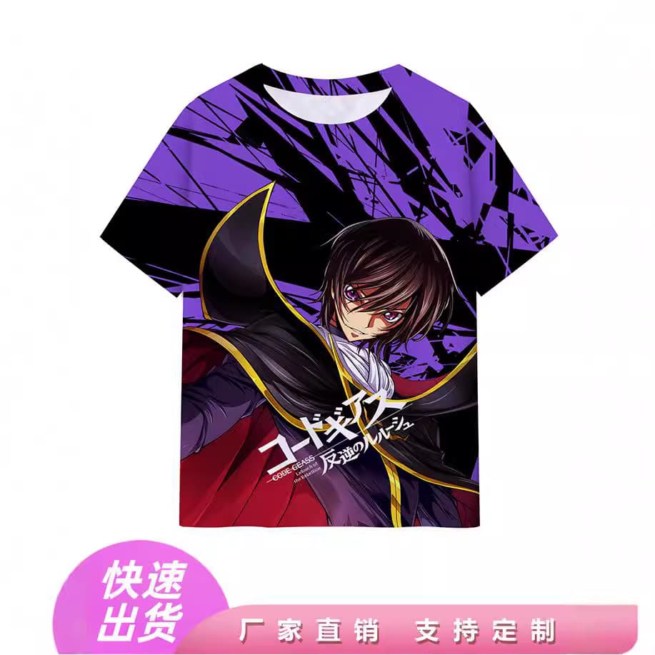 Rebel Lelouxiu Code Geass Short-Sleeve Anime T-Shirt Digital Print Cross-Border Top