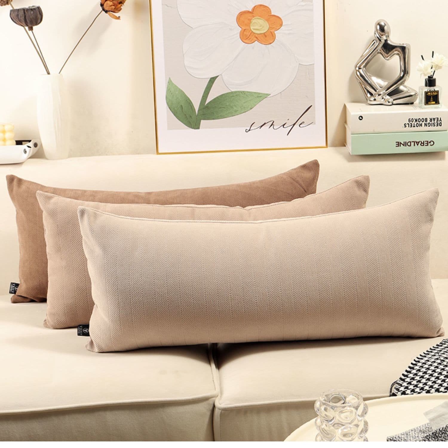 Long, rectangular sofa cushion, living room cushion, pillowcase (without core), lumbar pillow, casual sleeping pillow.