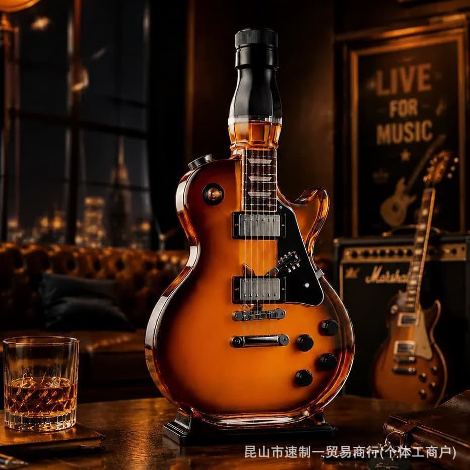 Cross-border New Product Appetite for Rock: Vintage Sunb Guitar-Shaped Wine Bottle