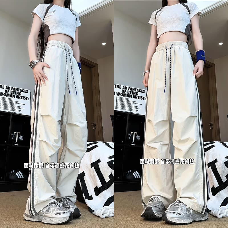 Summer thin three-stripes slimming and high-speed dry sports casual pants trendy brand versatile high street paratrooper pants