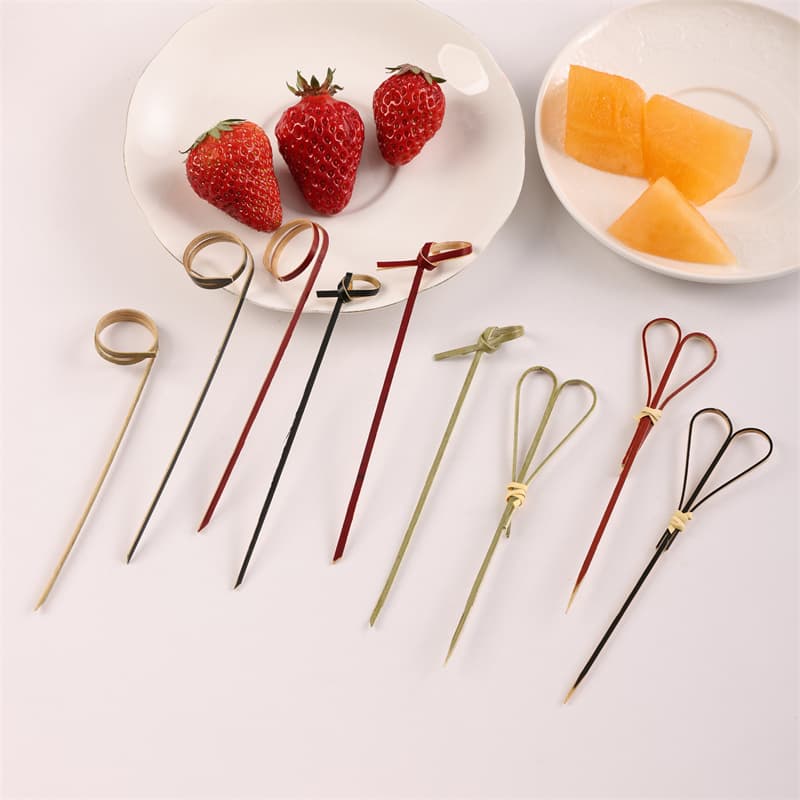 Bamboo Fruit Forks Cocktail Picks Decorative Skewers Creative Disposable Bamboo Skewers