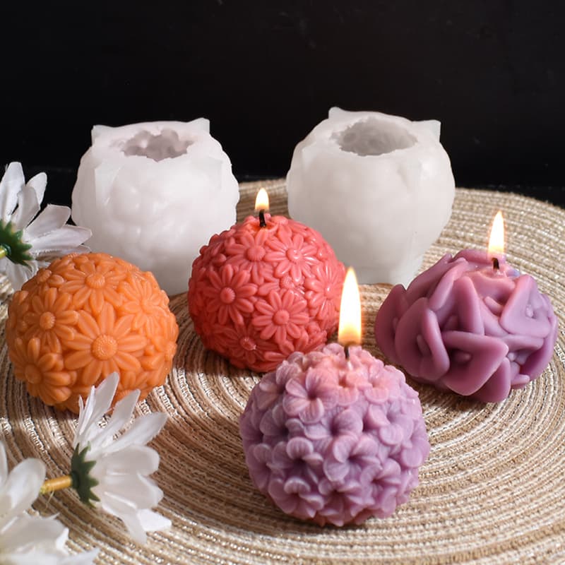 Daisy Ball Candle Silicone Mold - Small Chrysanthemum Ball Egg Flower Ball Matilda Flower Ball Round Ball Candle Mold