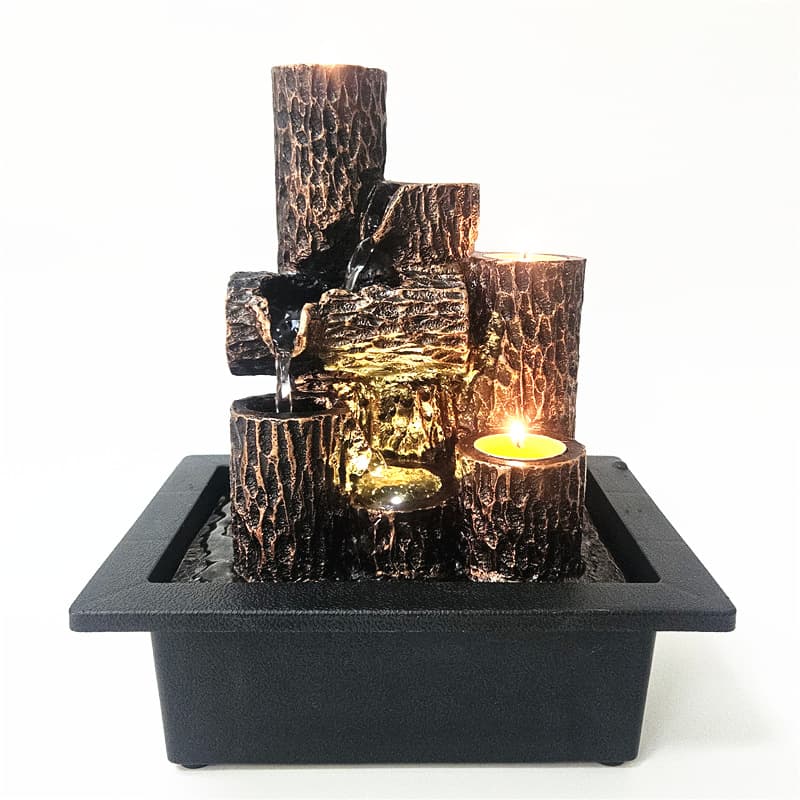 Creative Resin Fountain Desktop Candle Modern Simplicity Style Handmade Craft Home Decoration Water Flow Ornament